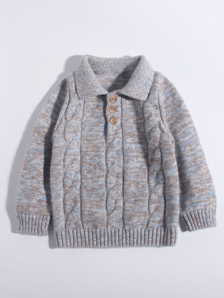 Kids Cable - Knit Pure Cashmere Sweater Button Up Cashmere Pullover
