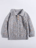 Kids Cable - Knit Pure Cashmere Sweater Button Up Cashmere Pullover