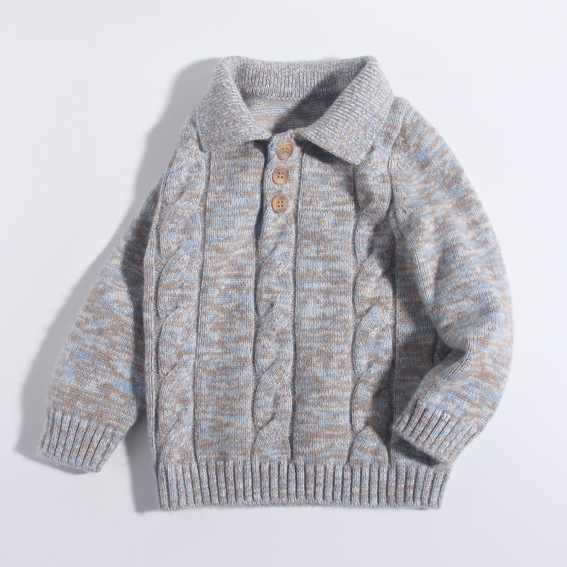 Kids Cable - Knit Pure Cashmere Sweater Button Up Cashmere Pullover