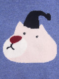 Kids Cashmere Sweater Cartoon Bear Intarsia Crew Neck Cashmere Pullover