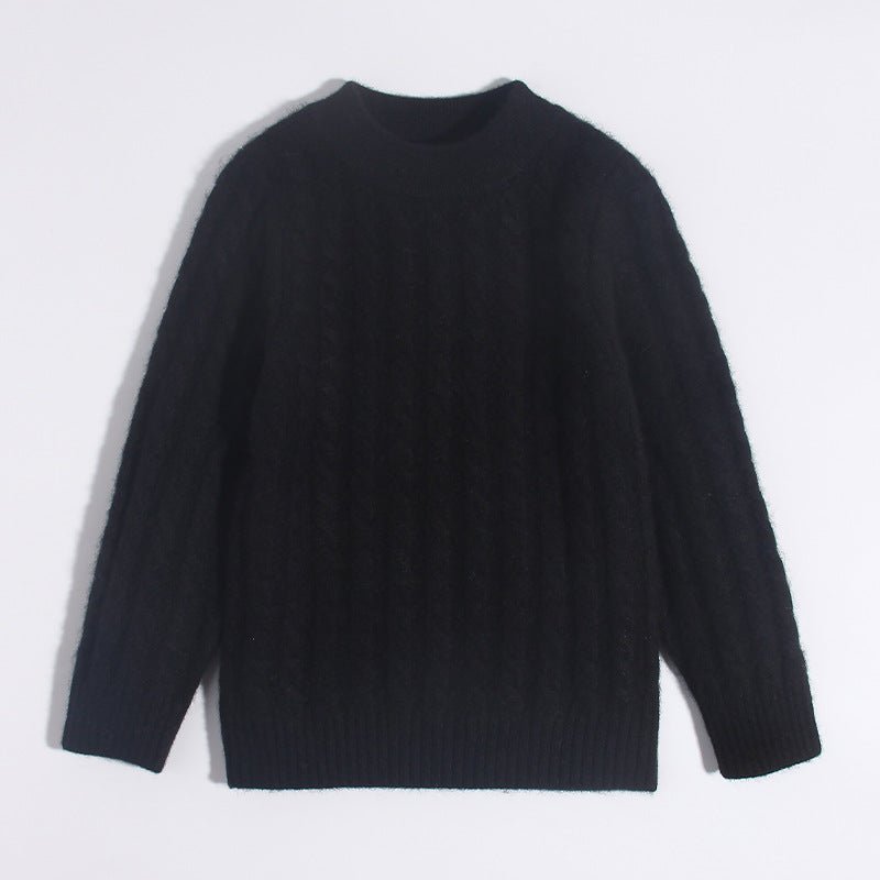 Kids Crew Neck Pure Cashmere Sweater Cable Knitted Cashmere Sweater
