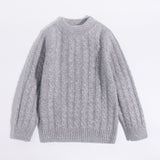 Kids Crew Neck Pure Cashmere Sweater Cable Knitted Cashmere Sweater