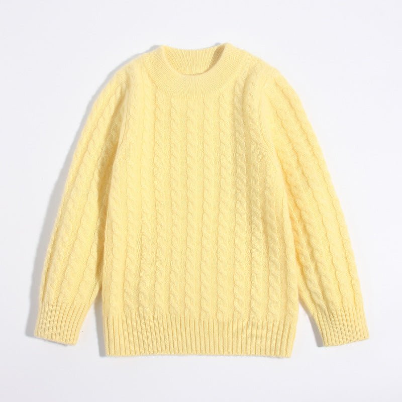 Kids Crew Neck Pure Cashmere Sweater Cable Knitted Cashmere Sweater