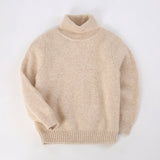Kids Turtleneck Cashmere Sweater Long Sleeve Cashmere Pullover Ribbing Hem