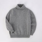 Kids Turtleneck Cashmere Sweater Long Sleeve Cashmere Pullover Ribbing Hem