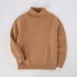 Kids Turtleneck Cashmere Sweater Long Sleeve Cashmere Pullover Ribbing Hem