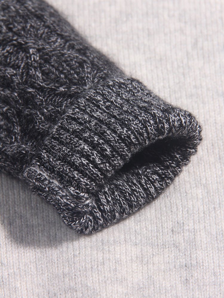 Kids Two Tone Cashmere Sweater Cable Knit Sleeve Cashmere Pullover