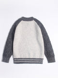 Kids Two Tone Cashmere Sweater Cable Knit Sleeve Cashmere Pullover