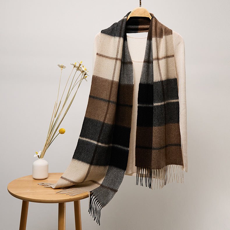 Long Cashmere Scarf with Tassel Plaid Cashmere Warps Multi Styles Winter Gifts - slipintosoft