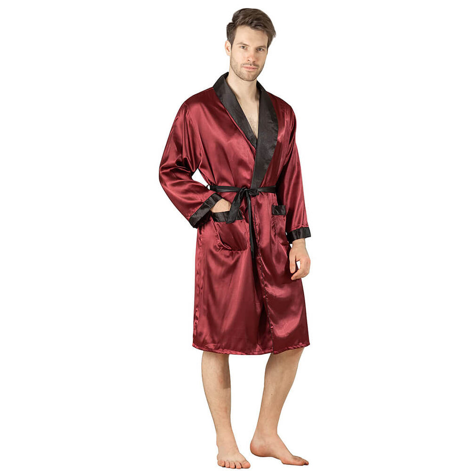red silk dressing gown Kilaqueen Plus Size Silk Robes for Women Classic Vintage Floral Print Long Satin Robes Sleepwear Nightgown Dressing Gown Wedding Robe Kimono Cover-Up Nightgown Loungewear Blouse