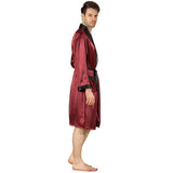 Long Silk Robe For Men 100% Pure Silk robe with Piping