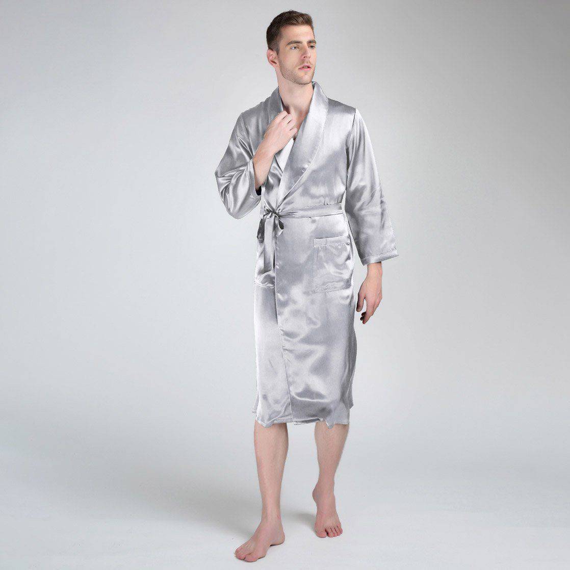 Long Silk Robe For Men Big and Tall Silk Dressing Gown -  slipintosoft