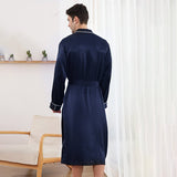 Long Silk Robe for Men Luxury Pure Silk Bathrobe Sleepwear