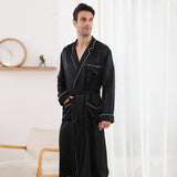 Long Silk Robe for Men Luxury Pure Silk Bathrobe Sleepwear