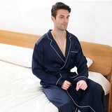 Long Silk Robe for Men Luxury Pure Silk Bathrobe Sleepwear