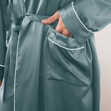 Long Silk Robe for Men Luxury Pure Silk Bathrobe Sleepwear