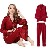 Best Silk Pyjamas Set For Women Long Sleeved Ladies Silk Pajamas 100% Silk Nightwear With Pocket -  slipintosoft