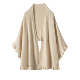 Pure Cashmere Scarf Long Cashmere Shawl and Wraps for Winter Flounce Edge Cloak