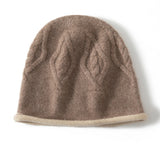 Pure Cashmere Bucket Hat with Curl Edge Cashmere Cable Knit Cap Mixed Colors