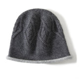 Pure Cashmere Bucket Hat with Curl Edge Cashmere Cable Knit Cap Mixed Colors