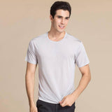 Mens Crew Neck Silk T-Shirt Silk Knitted Top Shirts