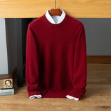 mens crew neck cashmere sweater cashmere diamond textured knitted sweatershirt - slipintosoft