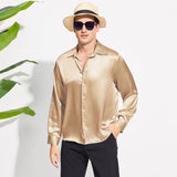 Men's Luxury Silk Shirt Casual Long Sleeve Silk Shirts - slipintosoft