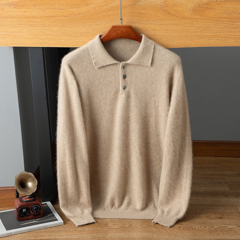 mens polo neck cashmere sweaters cable knitted slim fit cashmere pullover for casual - slipintosoft