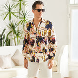 Men's Silk Dress Shirt Luxury Printed Long Sleeve Silk Shirts - slipintosoft