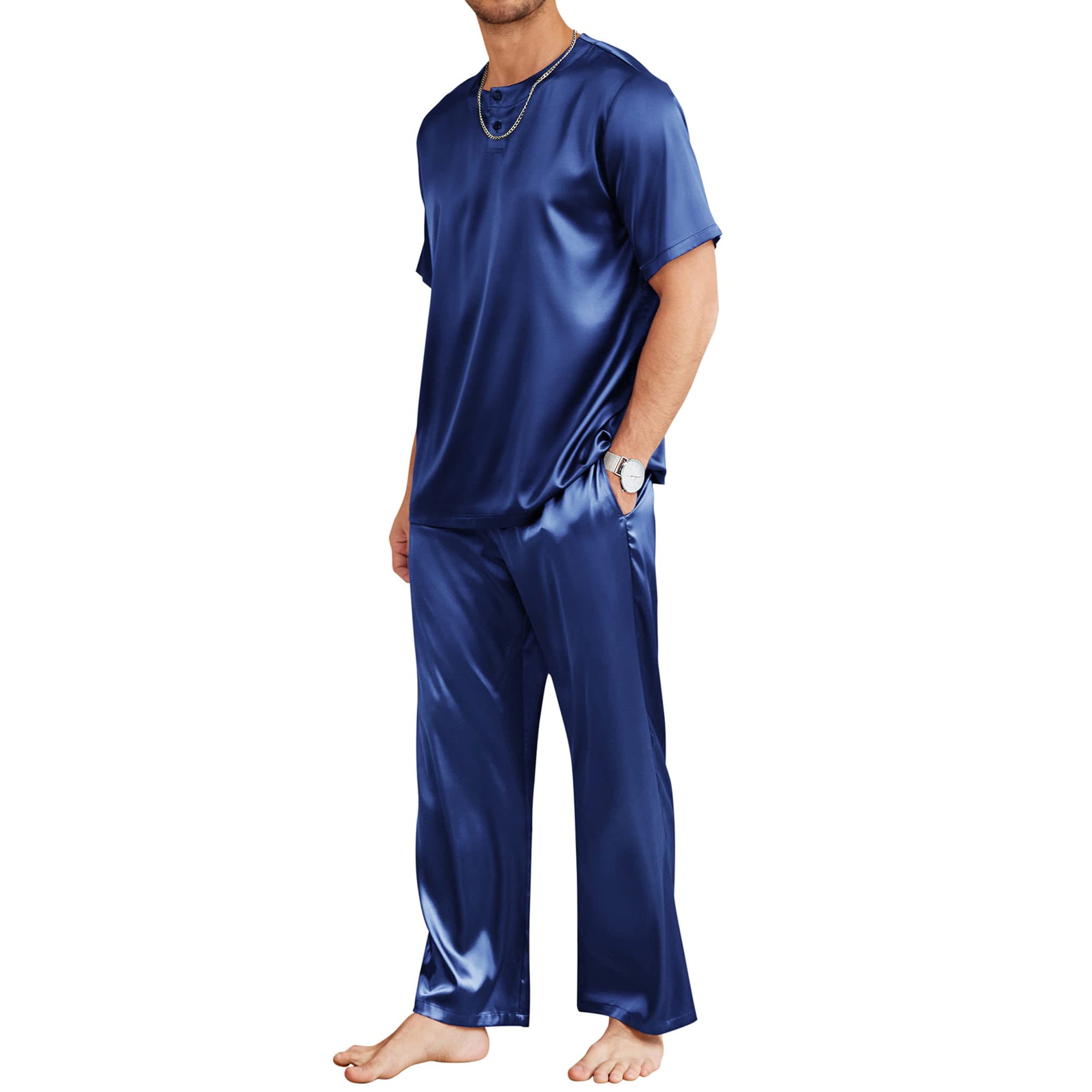 Men's Silk Pajamas set Simple & Comfortable Silk sleepwear - slipintosoft