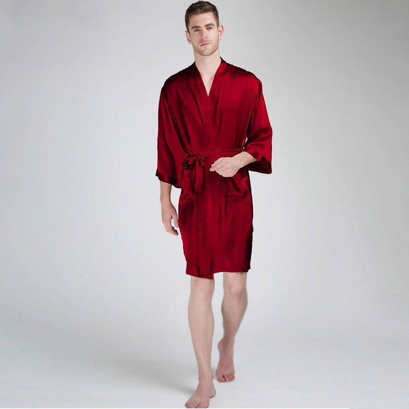 red satin dressing gown mens Red Satin Robe