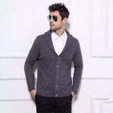 Mens Stripe Cashmere Cardigan Button Front Long Sleeve Cardigan Sweater with Pockets - slipintosoft