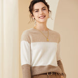 Mock Neck Cashmere Sweater For Women Mixed Long Sleeve Warm Cashmere Sweater - slipintosoft