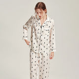 19 Momme Chic Women Silk Pajamas Set Moon Print Ladies Elegant Silk Sleepwear - slipintosoft