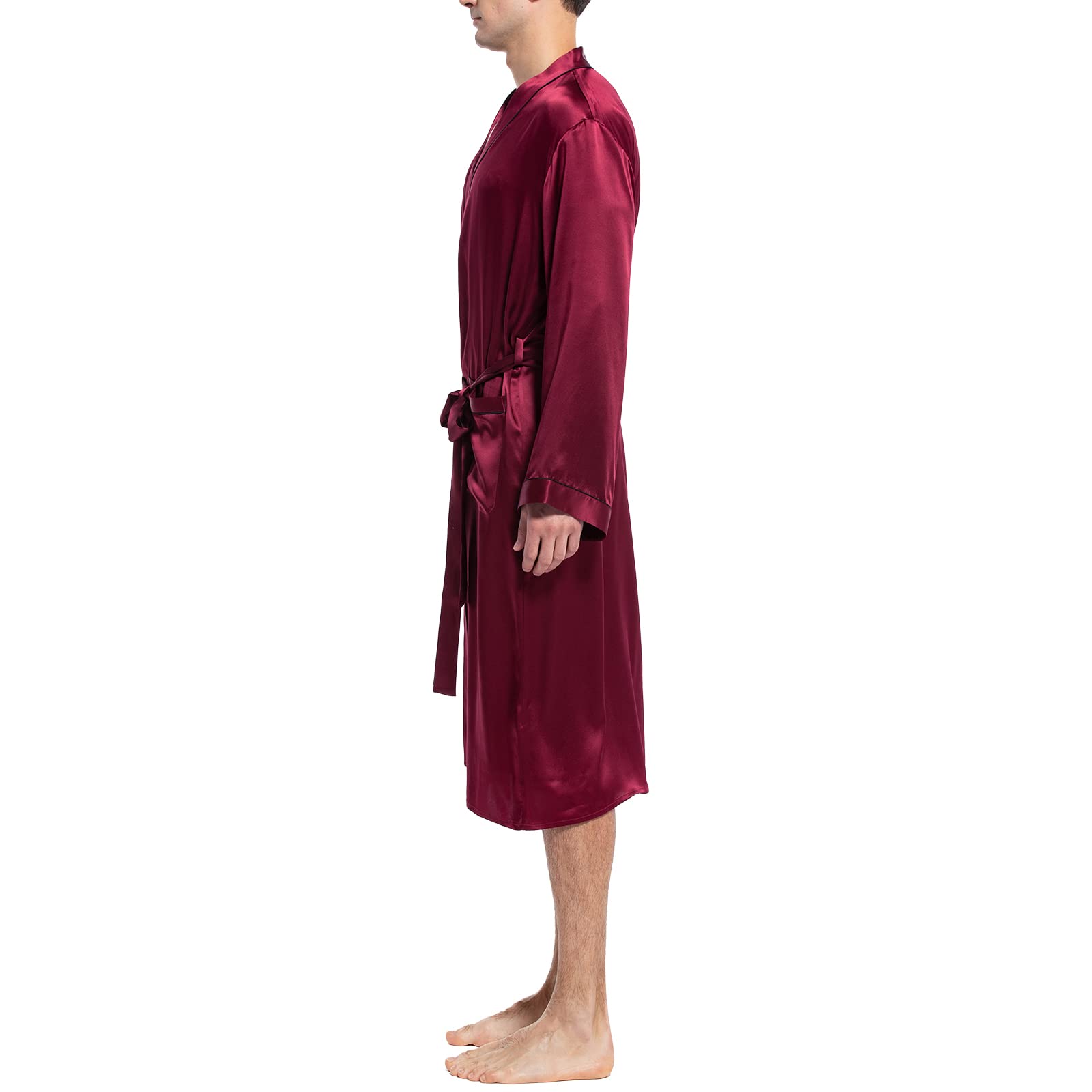 Men's Silk Robe Luxury Long Silk Bath Robe 100% Male Kimono Silk Robe - slipintosoft