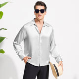 Mulberry Men's Silk Shirt Casual Long Sleeve Silk Shirts - slipintosoft