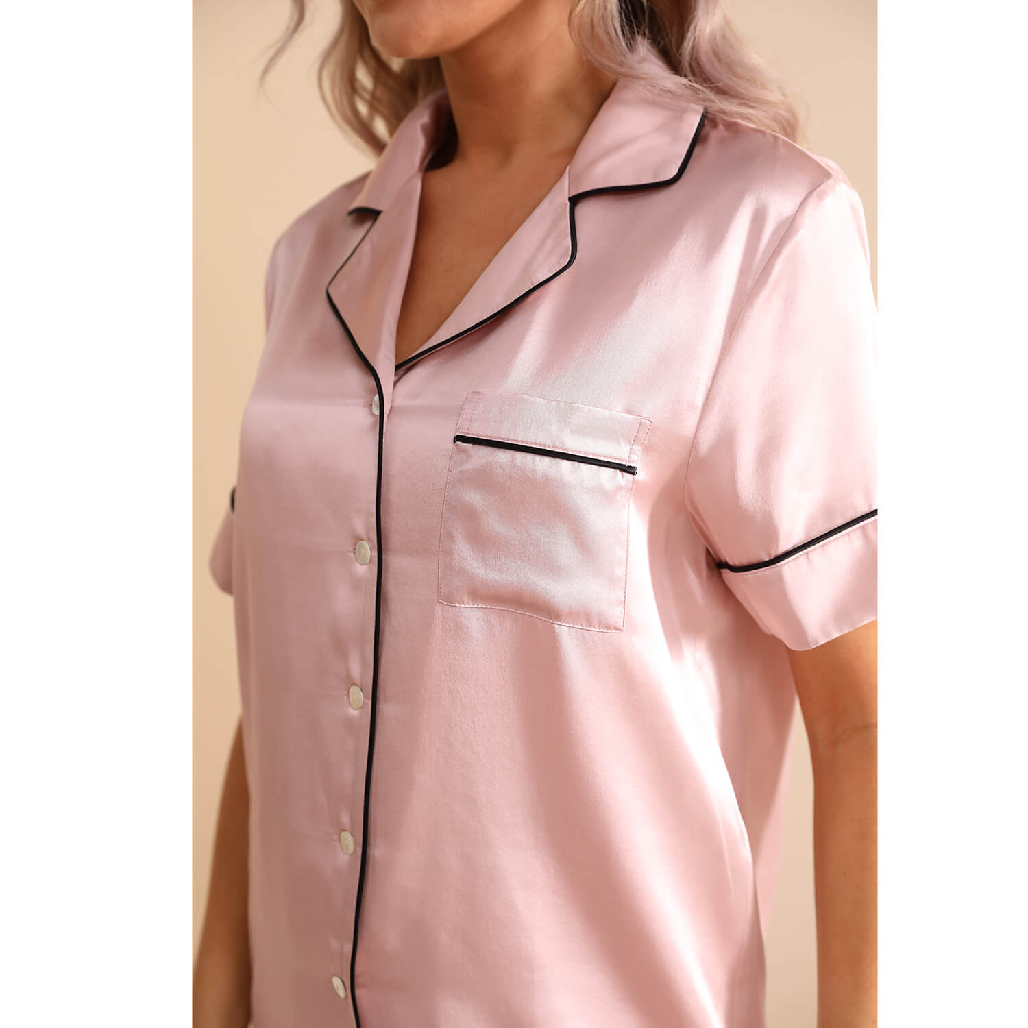 Mulberry Silk Pajama Set for Women Short Sleeve Long Pant Women's Silk Sleepwear - slipintosoft