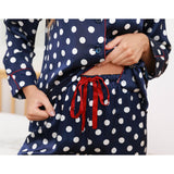 Classic Dot Silk Pajama Set women silk pajamas Long Sleeves plus size silk pajamas silk pjs - slipintosoft