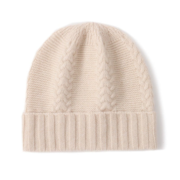 Unisex 100% Pure Cashmere Cable Knit Foldover Beanie Winter Hat Unisex 100% Pure Cashmere Cable Knit Foldover Beanie Winter  main image 4