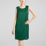 Round Neck Silk Dress Sleeveless Wedding Guest Party Dresses