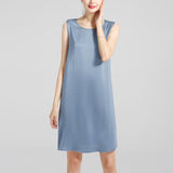 Round Neck Silk Dress Sleeveless Wedding Guest Party Dresses