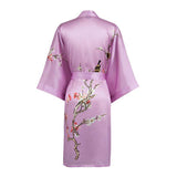 Short Silk Kimono Robe Women's Cherry Blossom Personalized Silk Kimono Dressing Gown Lounge Wears For Women -  slipintosoft