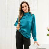 Ladies Retro Style Silk Shirt 100% Pure Silk Long Sleeves Elegant Blouse - slipintosoft