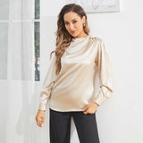 Silk Blouse For Womens 100% Mulberry Silk Long Sleeves Pullover Shirt - slipintosoft