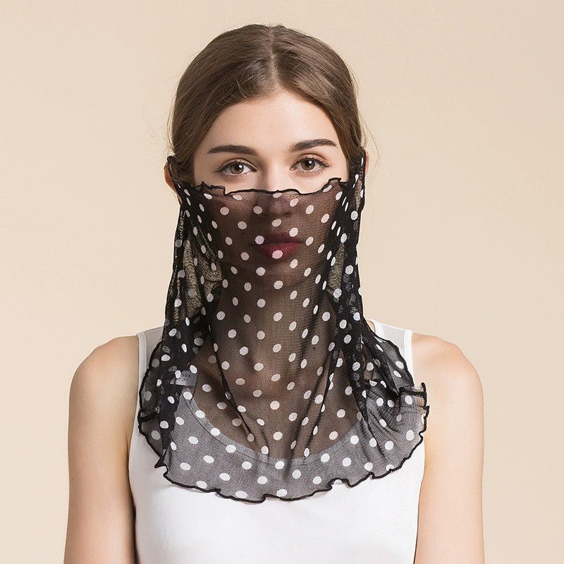 Silk Floral Printed Neck Gaiter Silk Face Masks Knitted Mesh Scarf for Women - slipintosoft