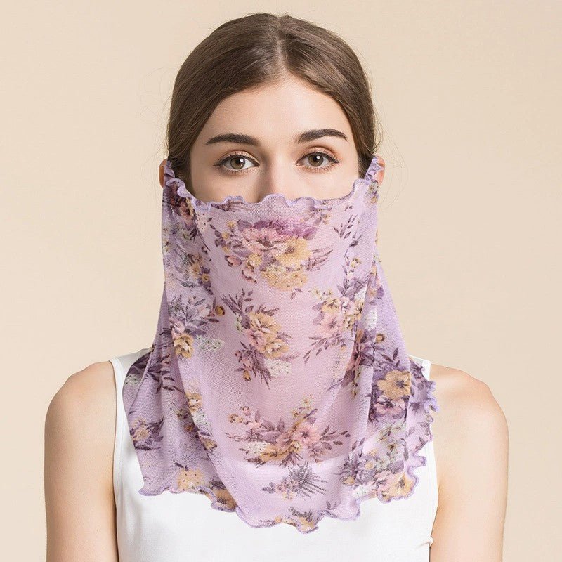 Silk Floral Printed Neck Gaiter Silk Face Masks Scarf for Women