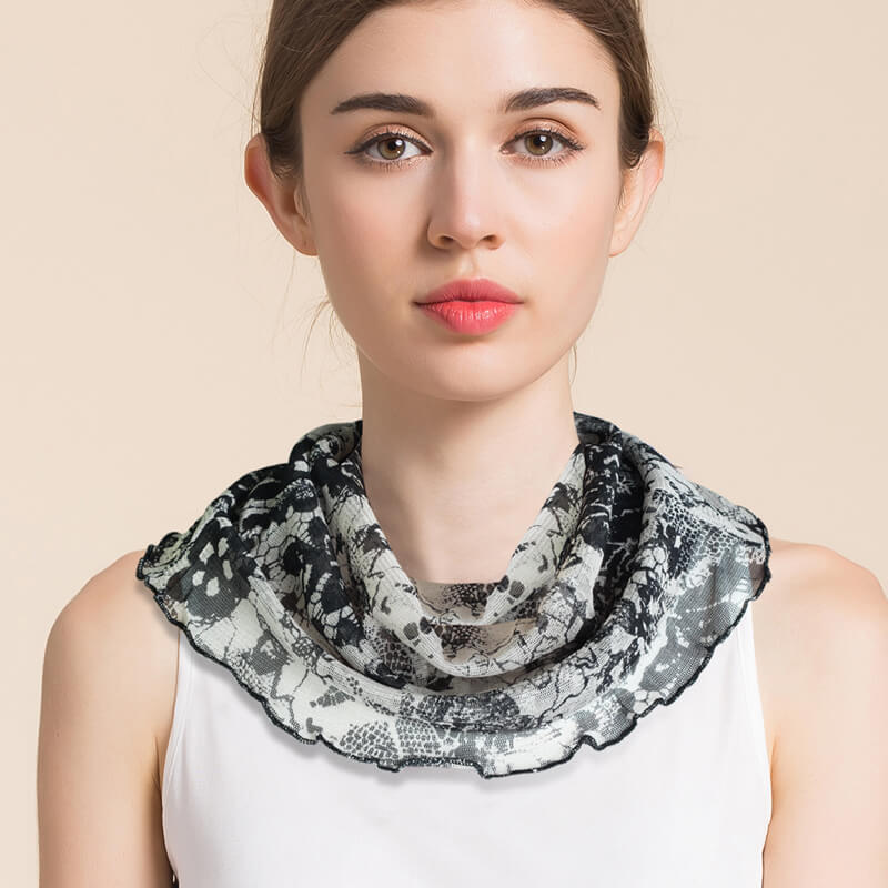 Silk Floral Printed Neck Gaiter Silk Face Masks Knitted Mesh Scarf for Women - slipintosoft