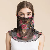 Silk Floral Printed Neck Gaiter Silk Face Masks Scarf for Women