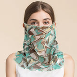 Silk Floral Printed Neck Gaiter Silk Face Masks Knitted Mesh Scarf for Women - slipintosoft