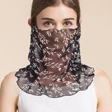 Silk Floral Printed Neck Gaiter Silk Face Masks Scarf for Women